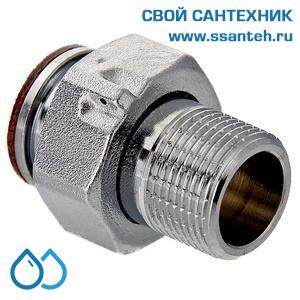 11262 Полусгон с накидной гайкой 3/4" х 1/2" НР, с плоским уплотнительным кольцом