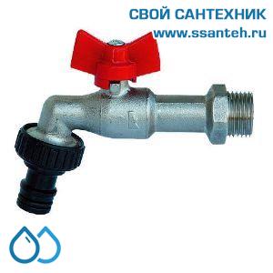 14752 HERZ 1250312 Кран шаровой со штуцером для шланга 3/4" бабочка