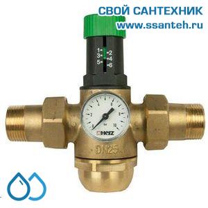 14807 HERZ 1268223 Редуктор давления для горячей воды 1,0-6,0 бар, DN25,  PN16, Kvs 3,6м3/час, 0...+70°С, со встроенным фильтром