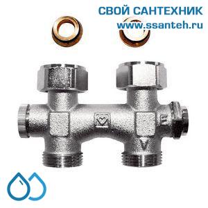 14836 HERZ 1306601 Узел Н-образный для нижнего подключения прямой, 3/4"(конус)-3/4"(ЕК), 90°C, 10 бар, с регулируемым байпасом