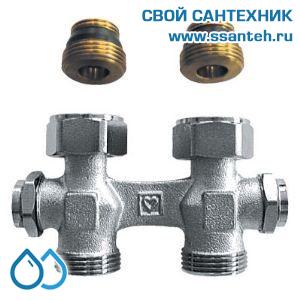 14853 HERZ 1346602 Узел Н-образный для нижнего подключения прямой, 1/2"-3/4"(ЕК), 90°C, 10 бар, двусторонний слив и наполнение