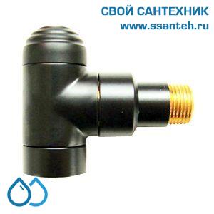 14879 HERZ, 1372649 Вентиль запорный "DE LUXE" угловой 1/2" черный матовый