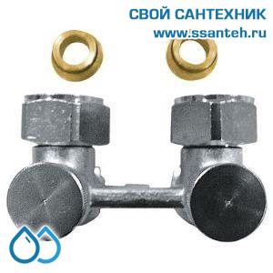 14894 HERZ 1376642 Узел Н-образный для нижнего подключения угловой, 1/2"-3/4"(ЕК), 90°C, 10 бар