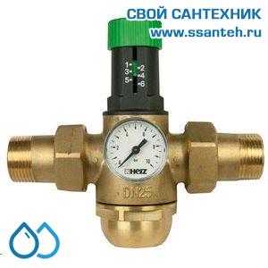 23470 HERZ 1268224 Редуктор давления для холодной воды 1,0-6,0 бар, DN32,  PN16, Kvs 5,8м3/час, 0...+70°С, со встроенным фильтром